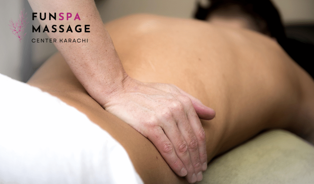 A man getting massage in massage center - Fun spa massage center in Karachi